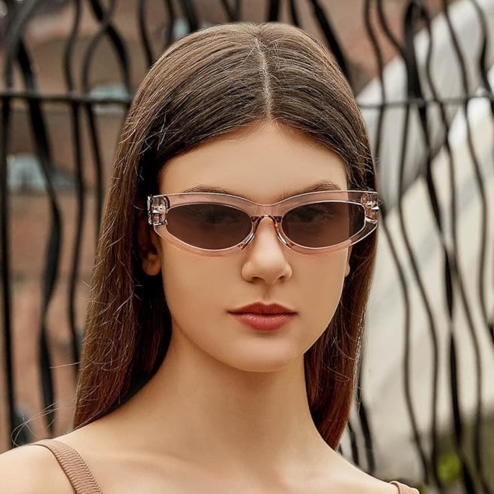 NWT Zeelool Retro Small Oval UV400 Y2K Sunglasses Crystal Tea Tan Color